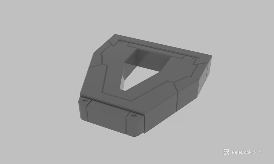 Gray Geometric 3D Model Design With Hollow Center And Structural Edges 3d model