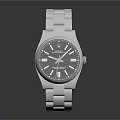 Stylish Modern Watch With Metal Strap Dark Dial And Roman Numerals