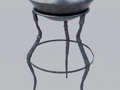 Metal Bar Stool with Curved Decorative Legs and Round Base Design 3d model