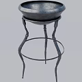 Metal Bar Stool with Curved Decorative Legs and Round Base Design