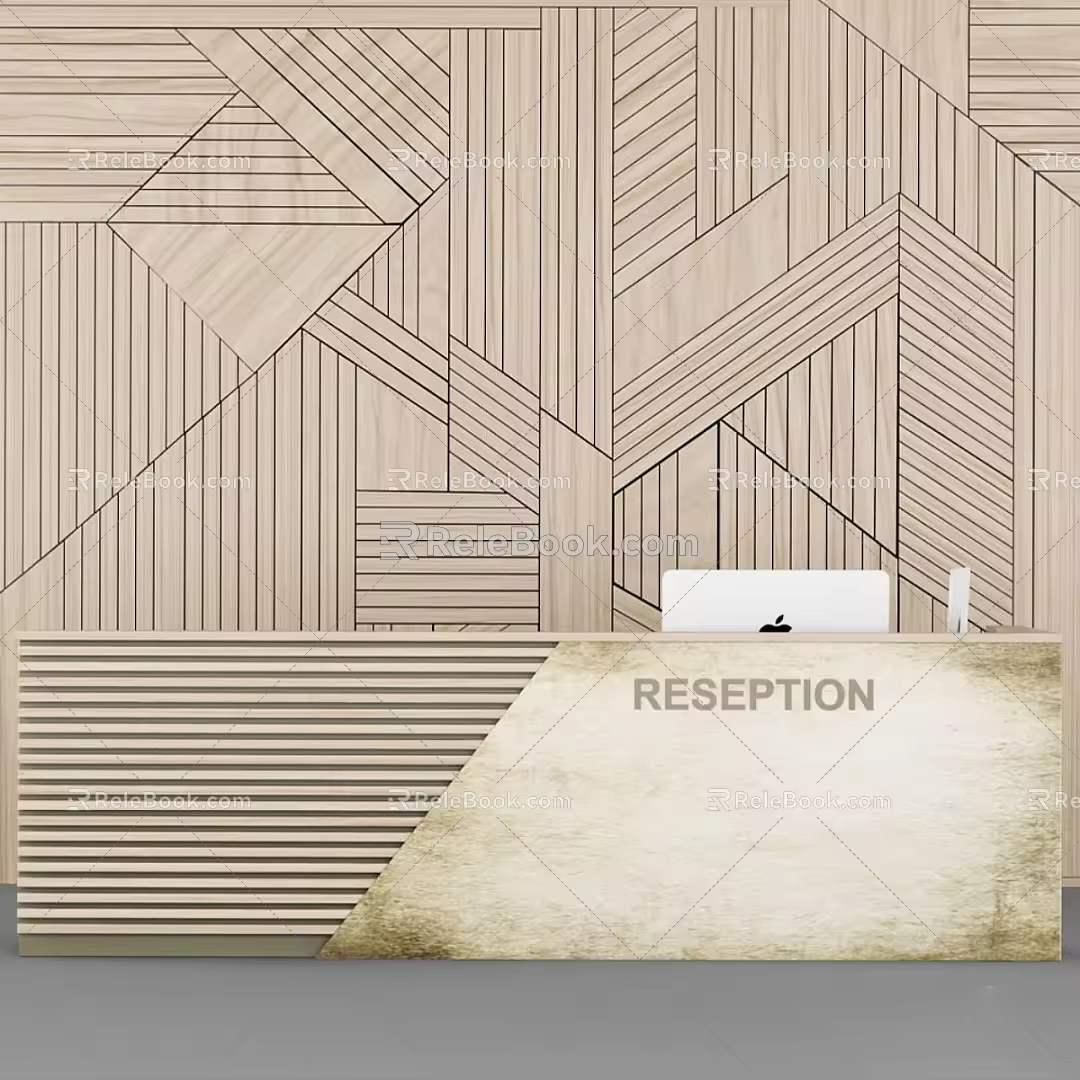 Modern reception desk booth reception desk computer company front desk front desk background wall reception desk 3d model