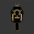 Detailed 3D Rendered Weapon With Metallic Body Golden Accents And Long Barrel