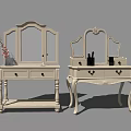 Elegant White Classic Vanity Tables With Carved Mirrors Drawers And Cosmetics