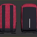 Red And Dark Gray Modern Backpack With Front And Back Views And White Stripe 3d model