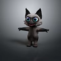 Cute Cartoon Black Cat With Big Blue Eyes And Outstretched Arms