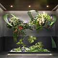 Creative Garden Decor With Hanging Green Plants Black Ribbons And Gray Wall