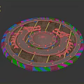 Round Wooden Shield with Metal Dragon Design and Rope Edging Details