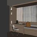 Cozy Bay Window Nook With Bookshelf Desk Chair Cushion Pillow Backpack And White Curtains