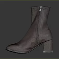 Fashionable Brown Leather Ankle Boots with Side Zipper and Block Heel Design