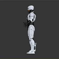 Silver And Black Robot With Metallic Armor In Standing Pose Arms Outstretched Gray Gradient Background 3d model