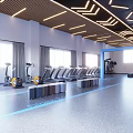 Modern Gym Interior Featuring Various Fitness Equipment And Bright Lighting