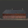 Traditional Square Shaped Residential Building With Dark Roof Red Walls And Central Courtyard