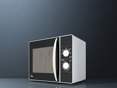 Modern Black And White Microwave Oven As Essential Kitchen Appliance With Knob Controls 3d model
