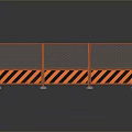 Orange Safety Barrier With Black Stripes And Mesh Panels On Reflective Floor