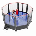 Octagonal Martial Arts Training Cage With Punching Bag And Blue Mat Sports Equipment