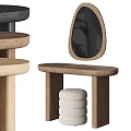 Modern Dressing Table Interior Design With Oval Mirror Upholstered Stool And Decorative Balls 3d model