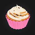 Soft Fluffy Delicious Cupcake with Pink Paper Cup White Cream Frosting and Chocolate Sprinkles