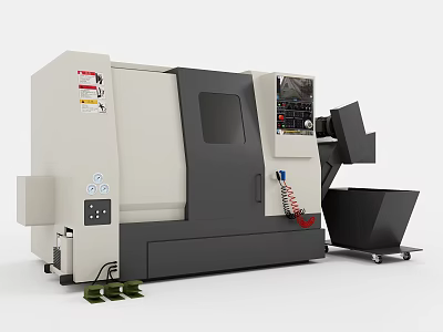 Modern CNC Lathe Machine With Automated Control Panel For High Precision Metalworking 3d model