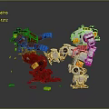 Red Robot With Yellow Components Fighting White Robot Having Orange Parts And Debris On Ground