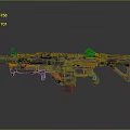 Futuristic Tactical Rifle With Camouflage Pattern Neon Red Green Lights Mechanical Structure And Modern Design
