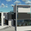 Modern Two Story Detached Villa With Large Windows Ocean View And Terrace Greenery