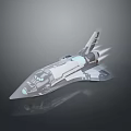 Futuristic White Space Shuttle Model With Sleek Body Transparent Cockpit And Thruster Effects