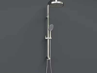 Chrome Wall Mounted Shower System with Overhead and Handheld Head 3d model