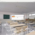 modern classroom desk platform blackboard desks and chairs 3d model