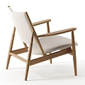 Modern Scandinavian Leisure Chair With Wooden Frame Light Gray Fabric Seat And Backrest