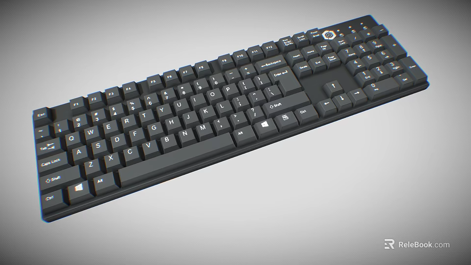 Full Size Black Computer Keyboard With Standard Layout And Function Keys 3d model 