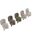 Modern Leisure Chair with Beige Light Grey Green Round Design and Velvet Upholstery