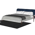 Modern Kids Bed With Blue Headboard White Mattress And Checkered Rug