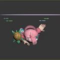Pink Haired Cartoon Character With Cute Green Bird And Star Decorations