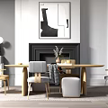Nordic Dining Table and Chair Combination Dining Table and Chair 3d model