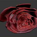 Red Rose With Vibrant Petals And Green Stem On Gray Background