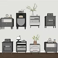 Stylish Modern Bedside Tables With Various Designs And Decorative Plants Lamps