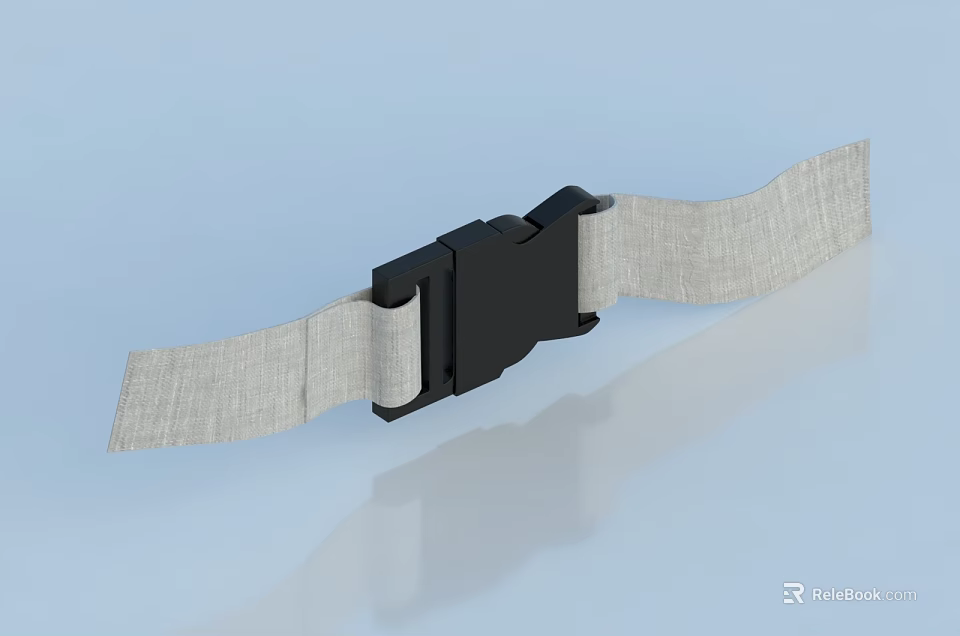 Black Plastic Buckle With Linen Colored Fabric Strap For Secure Fastening Applications 3d model 