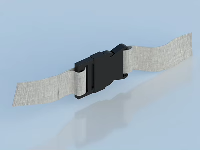 Black Plastic Buckle With Linen Colored Fabric Strap For Secure Fastening Applications 3d model