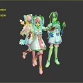 Cute Children With Colorful Pink Blue White Outfits Standing Together In Playful Cartoon Style