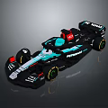 F1 Race Car With Petronas Yokohama Logos Black Blue White Aerodynamic Design