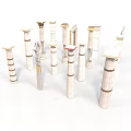 Classical Architectural Columns In Various Styles With Decorative Tops And Bases