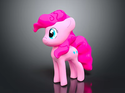 Pink Pony Doll Placed On Black Wooden Table Furniture Display Piece 3d model