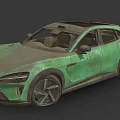 Green Modern Car With Sleek Aerodynamic Design And Alloy Wheels