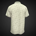 Men's Light Colored Short Sleeved Collared Polo Shirt With Small Abstract Patterns And Buttoned Front