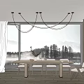Modern Restaurant Interior Design With Open Layout Large Windows Wooden Dining Table And Chandelier