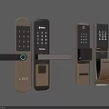 Smart Door Handles With Keypad And Various Designs For Home Security 3d model
