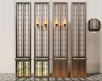 Elegant Modern Decorative Screen With Intricate Metal Frame Glass Panels And Marble Accents 3d model