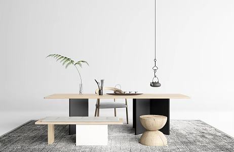 Modern Tea Table and Chair Simple Tea Table and Chair Combination 3d model