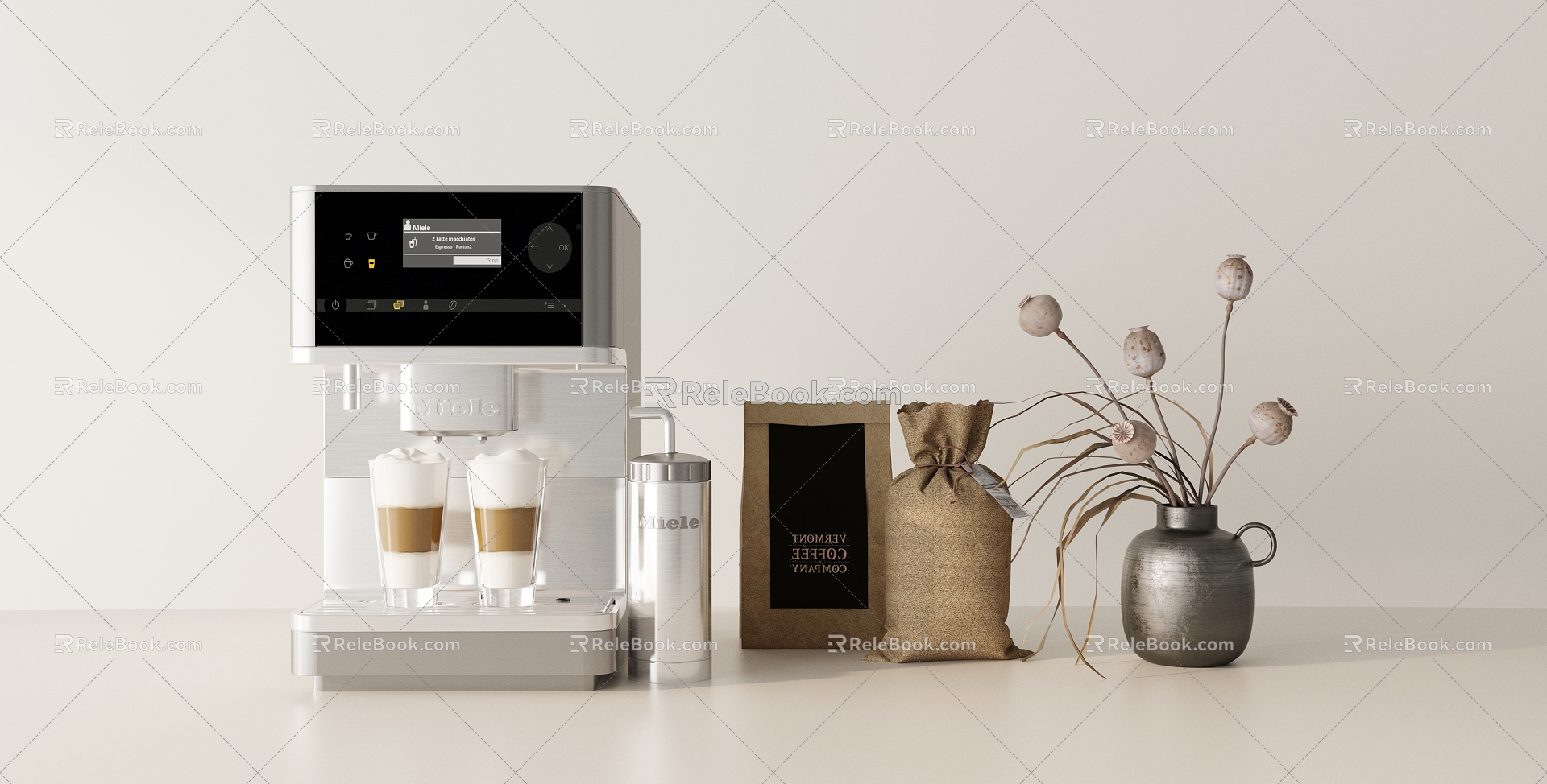 Modern coffee machine decoration combination 3d model