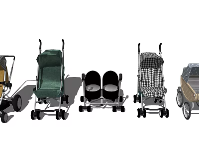 Assorted Baby Strollers With Classic And Modern Designs And Colorful Patterns 3d model